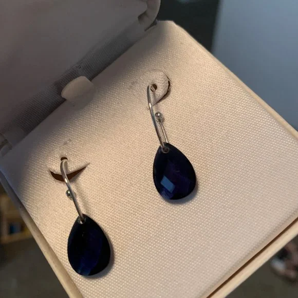 Neiman Marcus Sapphire Tear Drop Earrings - Picture 2 of 4